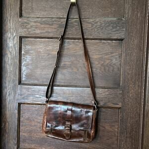 Mou Meraki Brown Leather Crossbody Messenger Bag Purse Boho Festival Western